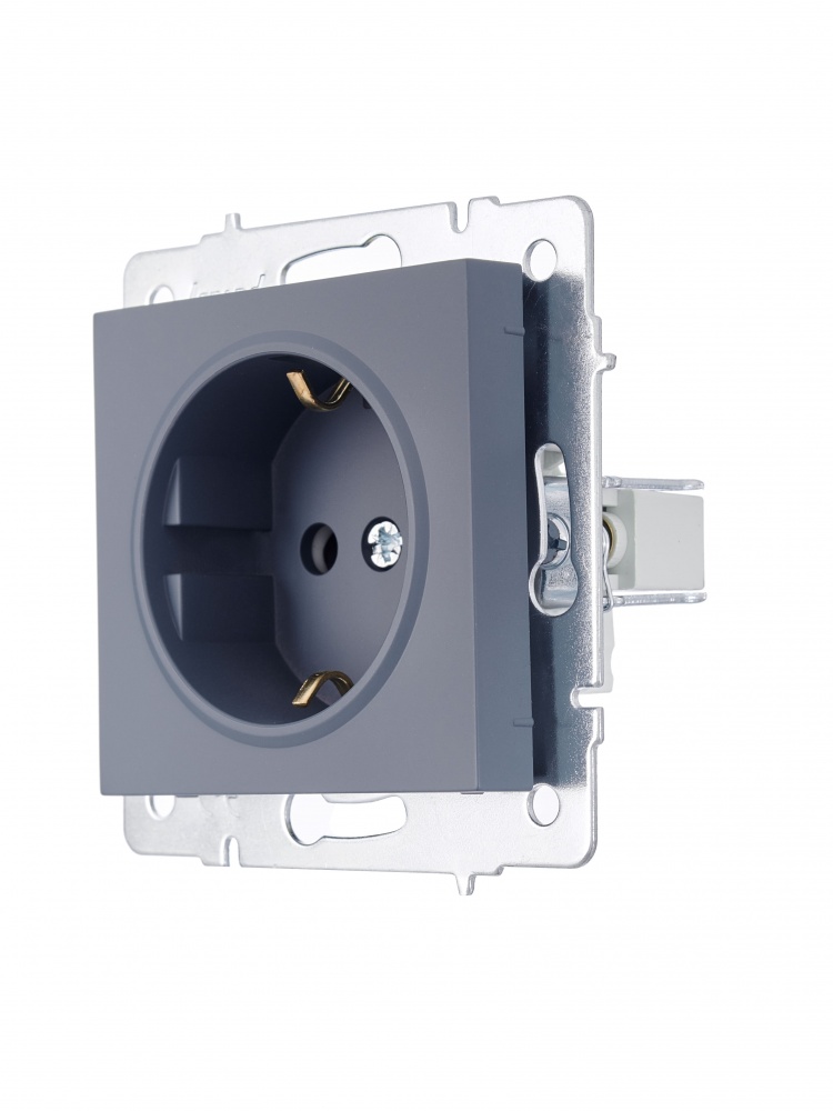 Розетка побутова із заземленням Lezard Vesna шефілд грей 742-3488-124B