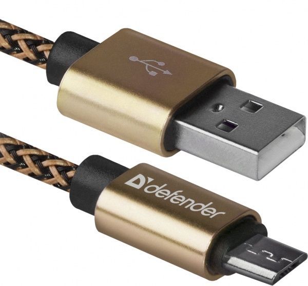 Кабель Defender microUSB 1 м золотий (87800) 