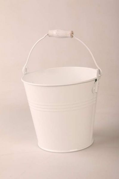 Кашпо декоративне Flor з дерев'яною ручкою круглий 2л білий 