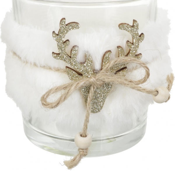 Подсвечник с искусственным мехом 73х73х80 мм