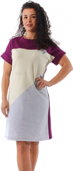 Платье домашнее женское Flis clothes Сердце р. M фиолетовый 