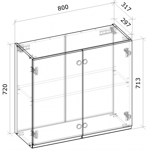 Шафа верхня МС Джетта 80х72х31,7 см, графіт сірий/дуб сонома Грейд