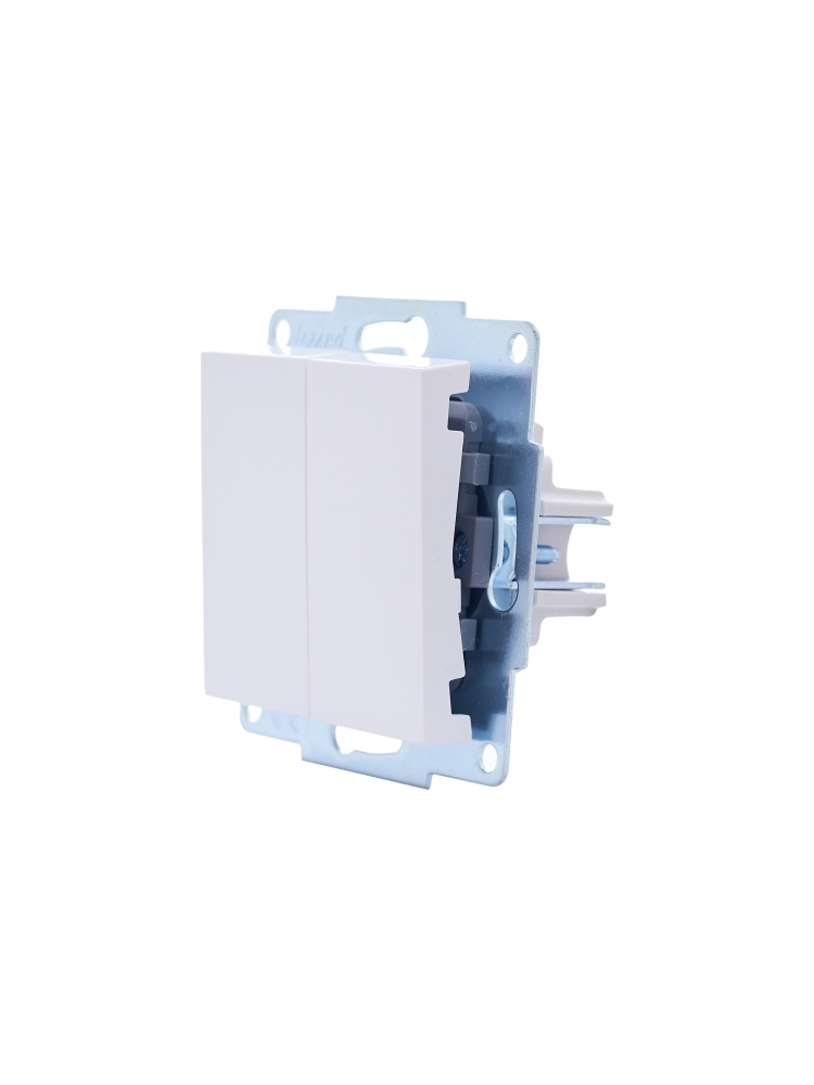 Выключатель двухклавишный Lezard Vesna белый 742-0288-101