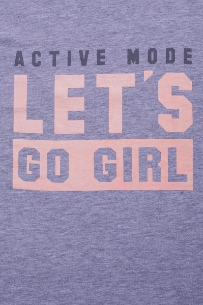 Футболка для дівчаток Luna Kids з принтом Lets Go Girl р.152 сірий меланж 