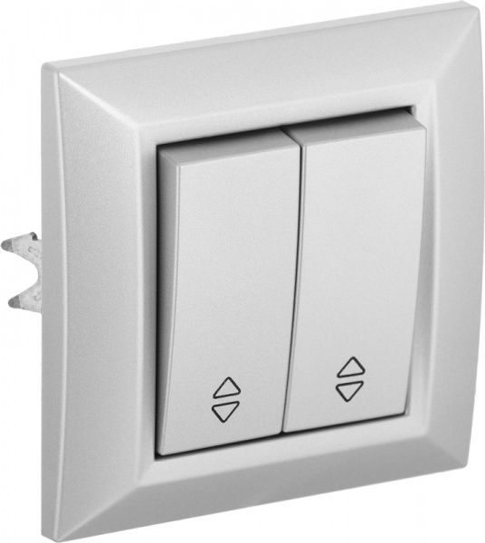Вимикач прохідний двоклавішний UP! (Underprice) Vesta без підсвітки 10 А 220-250В срібний