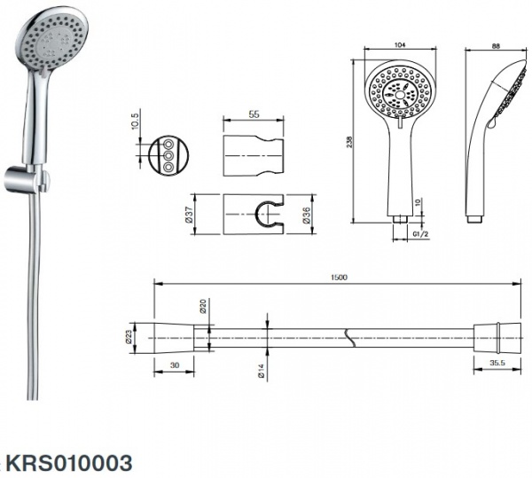 Душевой гарнитур Koller Pool Kvadro Start KRS010003