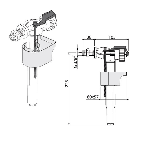 Впускной механизм Alcaplast A15 3/8