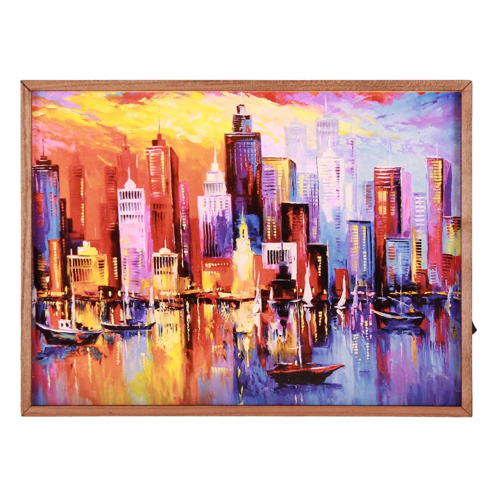 Настольная лампа декоративная The 11's Город худ. Дарчук 1x3 Вт дуб