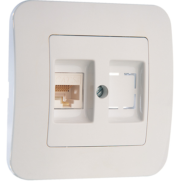 Розетка компьютерная Makel Lillium Natural PC, RG-45, САТ 5e + гнездо белый 55035