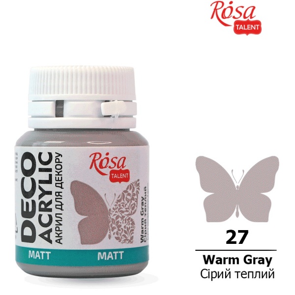 Акрил для декора Серый теплый матовый 20 мл Rosa Talent