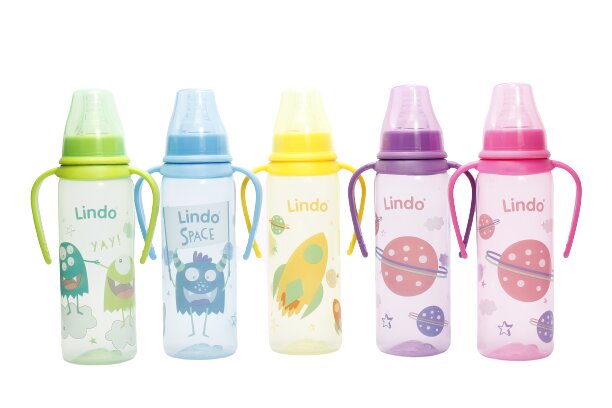 Пляшка Lindo з ручками та силіконовою соскою 250 мл LI 139