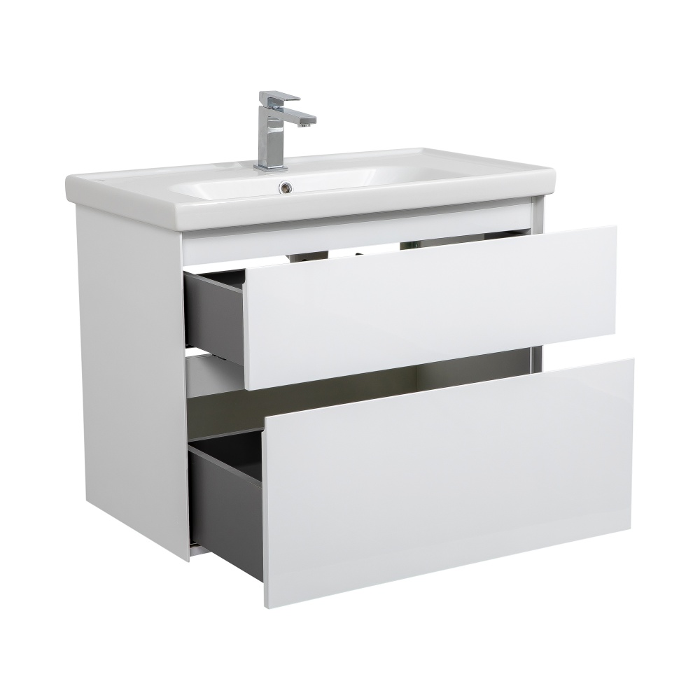 Тумба підвісна Aqua Rodos Лео 80 см білий глянець