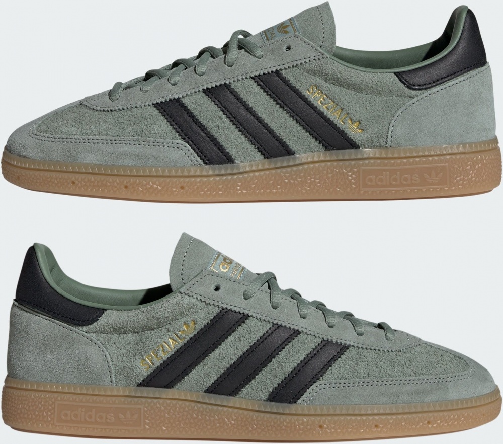 Кроссовки мужские Adidas HANDBALL SPEZIAL SILGRN/CBLACK/GUM4 IH6507 р.42 зеленые