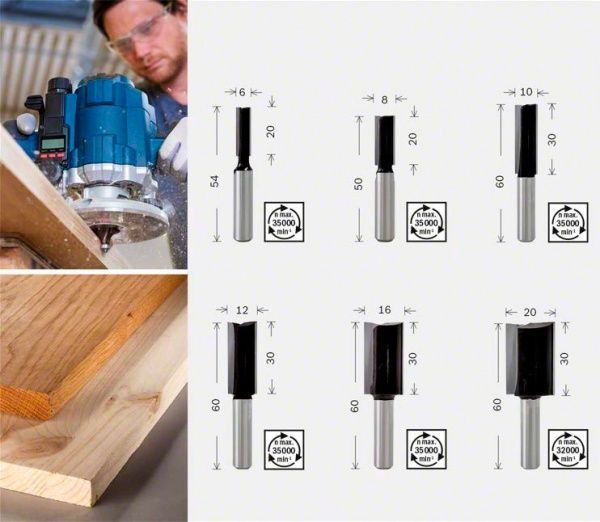 Набір фрез Bosch ПАЗОВИХ 2607017466