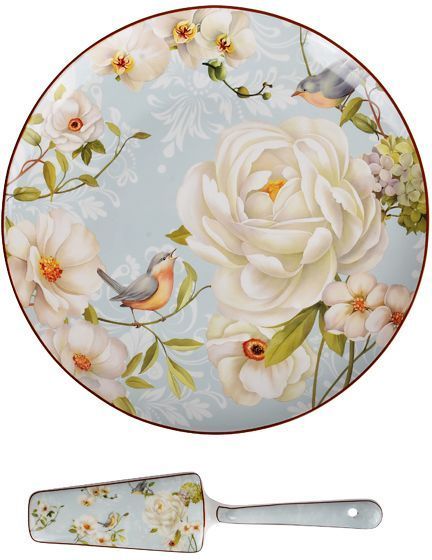 Блюдо для торта з лопаткою Райский сад 27 см 924-271 Lefard 