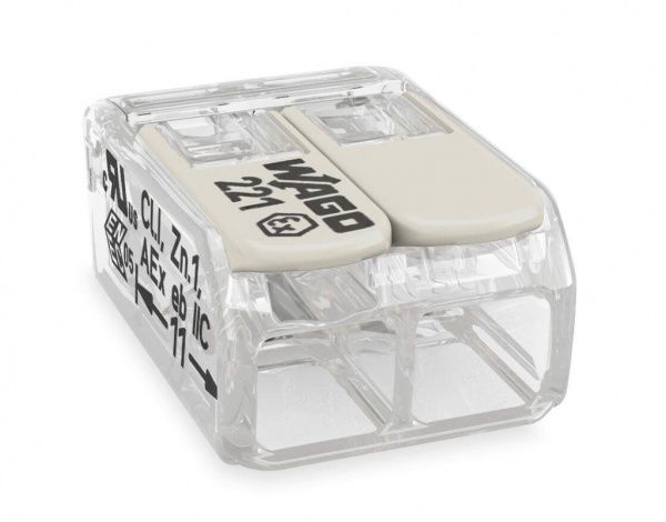 Клемма быстрого монтажа WAGO 221-482 на 2 проводника с рычагами 3 шт. прозрачный 