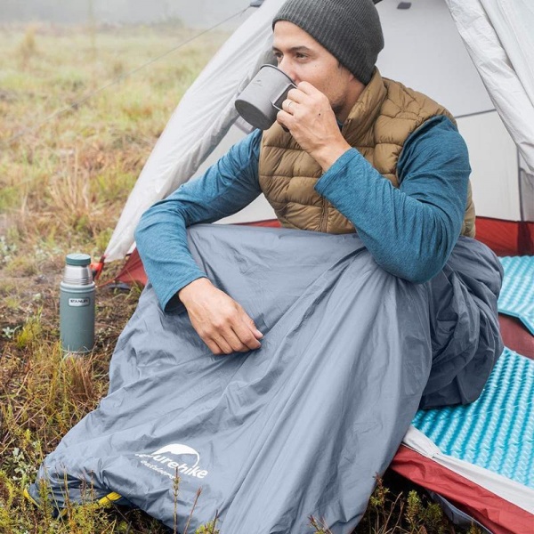 Спальный мешок Naturehike сверхлегкий Lightweight Summer LW180 NH21MSD09, (-3 до +15°C), p. XL, коричневый, 205*85 см.