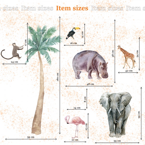 Стікери-патерни Lipastick Тропічні тварини 120х80 см 1508211