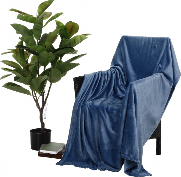 Плед из микрофибры Frannel Solid blue 220x200 см синий La Nuit 