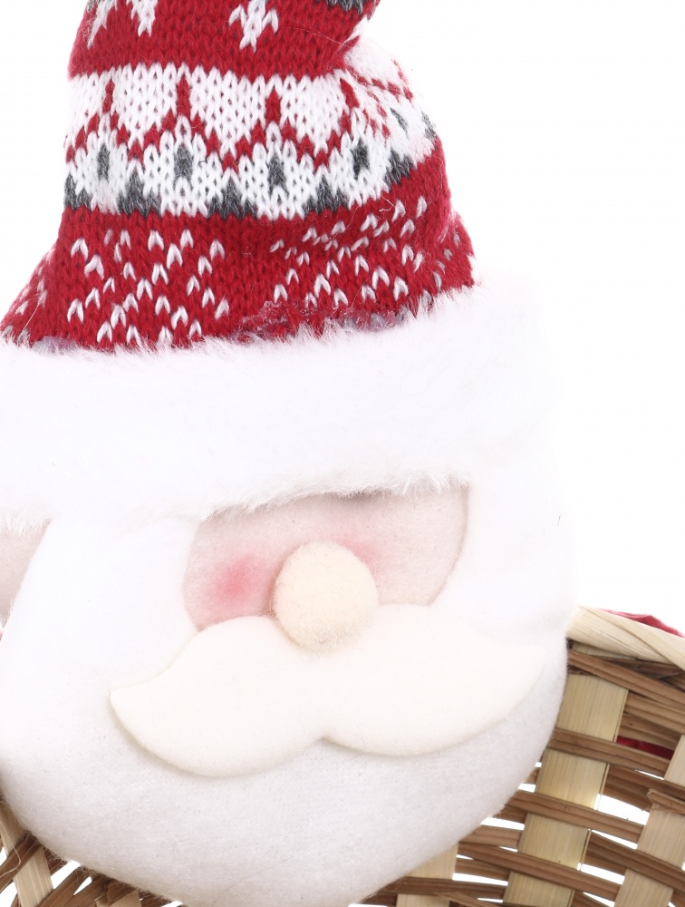 Декорация новогодняя Зимние персонажи с корзиной красно-серые 3 в ассортименте текстиля. 26 см