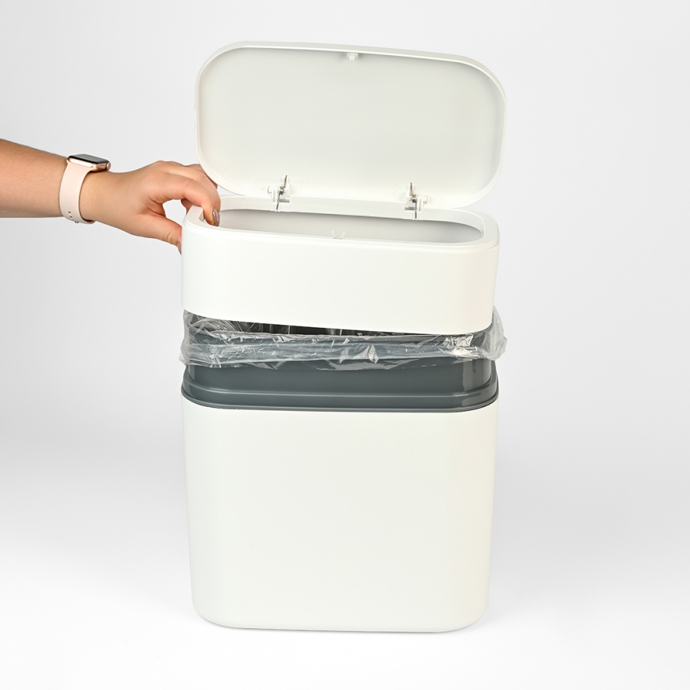 Відро для сміття MVM 10 л білий/сірий BIN-23 10L WHITE/GRAY