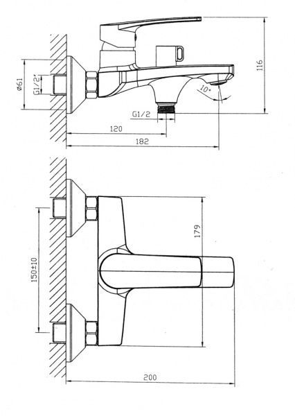 Змішувач для ванни Water House Flat