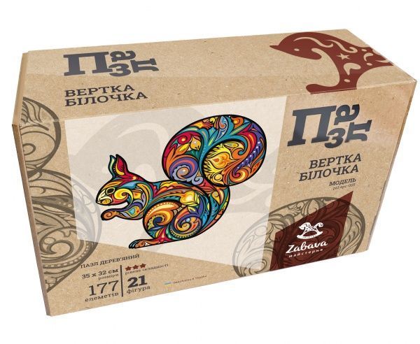 Пазл дерев'яний Вертка білочка 350х320 мм ZABAVA 