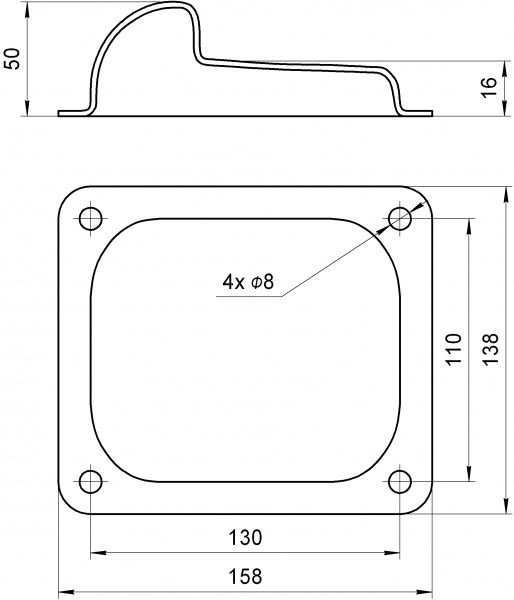 Кронштейн - стопор для воріт 158х138х50x2 мм 1 шт. 