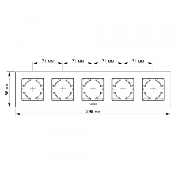 Рамка пятиместная Videx Binera горизонтальная черный VF-BNFRA5H-B