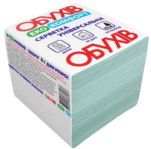 Салфетки столовые ОБУХІВ Эко Комфорт V скл зелений 170 шт.