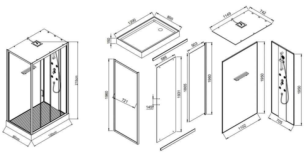 Душевой бокс EGO EGOIST Wood 1200х800х2150 мм 1237BRF