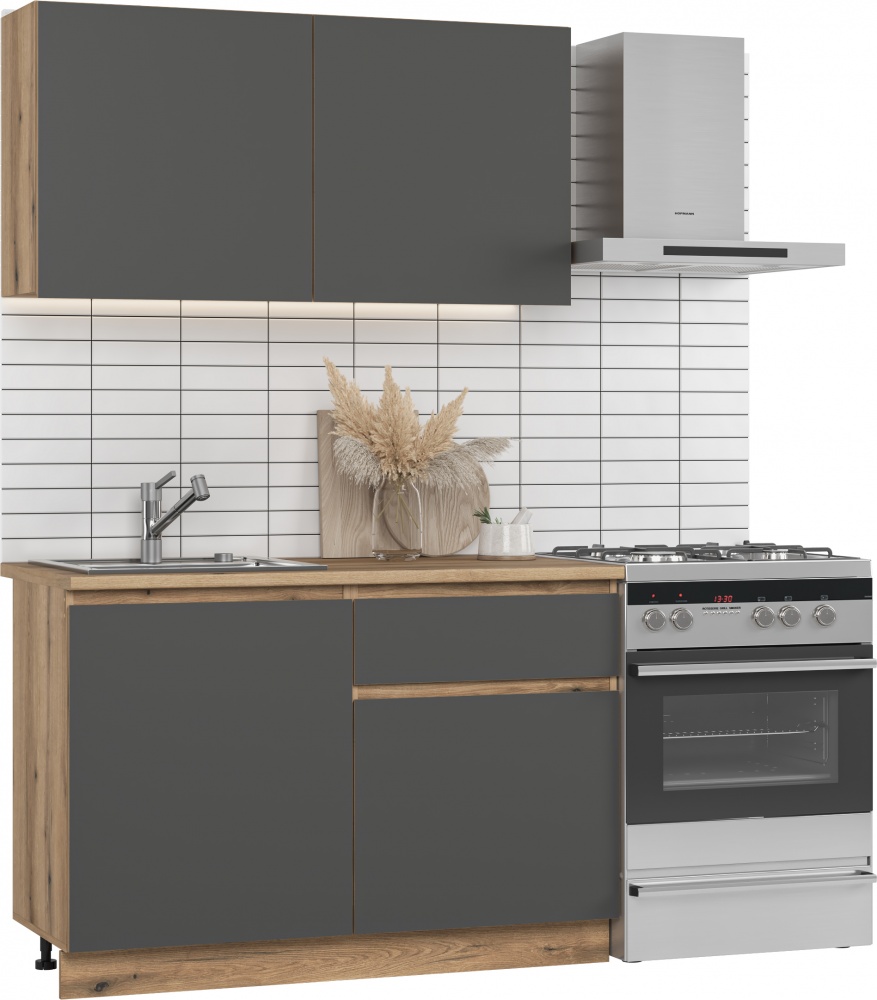 Кухня Грейд Аделина ДСП 1,2мграфит серый/дуб эвок прибрежный