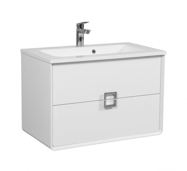 Тумба подвесная EGO Aurika белая с умывальником Life 80 см