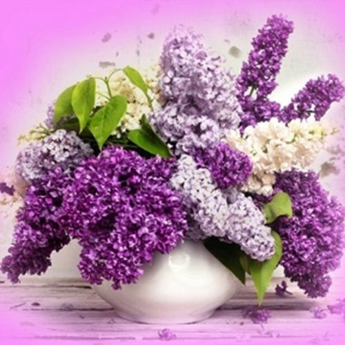 Набор для творчества со стразами на подрамнике Сирень 30x30 см Діамантові ручки 