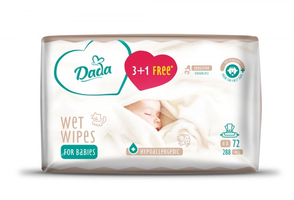 Детские влажные салфетки Dada без запаха 4 шт.