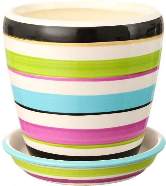 Горщик Оріана-Запоріжкераміка Грація №4 смуга кольорова круглий 1,2л різнокольоровий (056-4-079) 