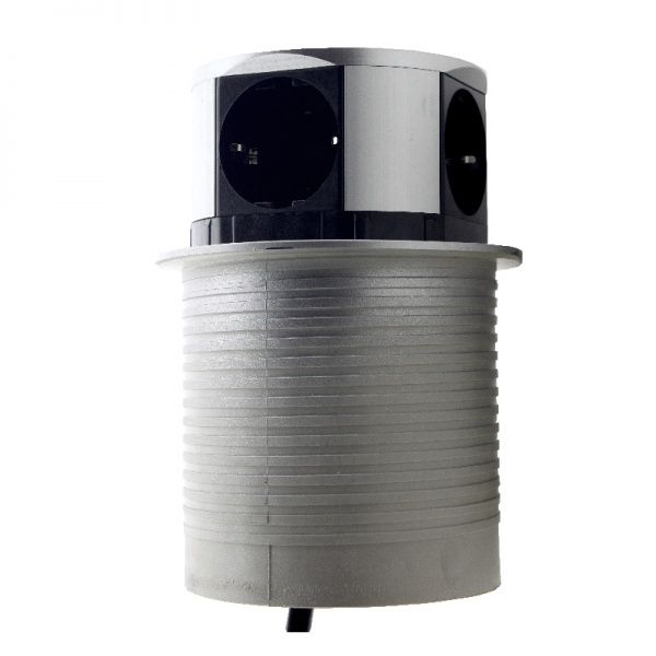 Розетка + USB двойная с заземлением ElectroHouse без шторок без крышки серебристый EH-AR-305