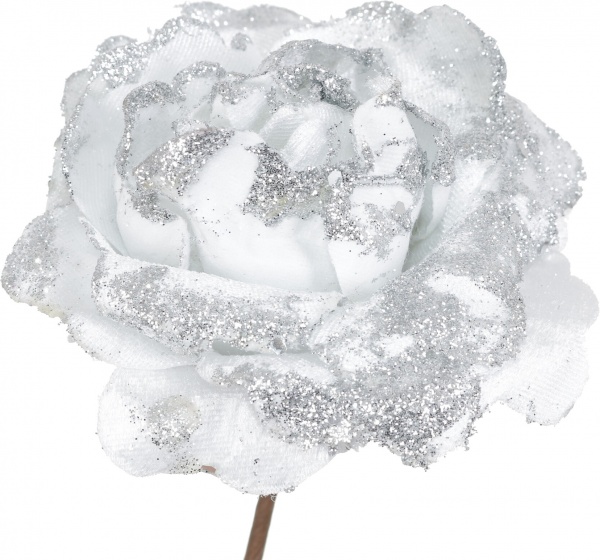 Квітка декоративна на кліпсі DH8055010 срібна 11х5х11 см