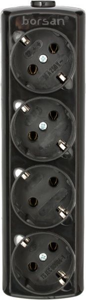 Колодка Borsan с заземлением 4 гн. черный BR.1554-0