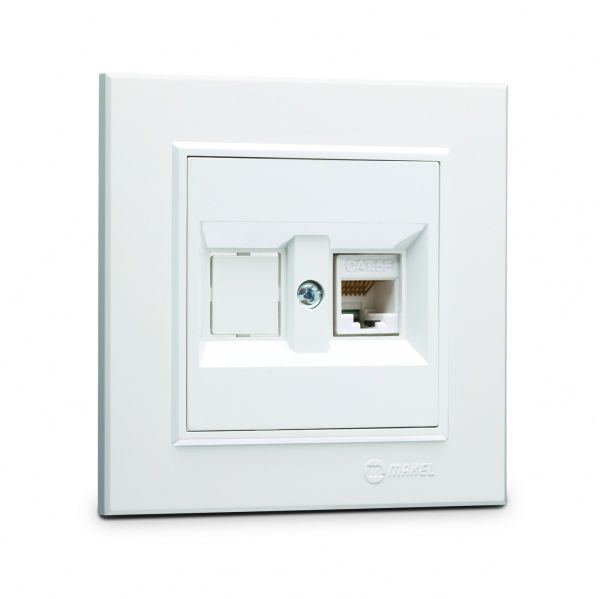 Розетка комп’ютерна подвійна Makel Karea PC RG-45 САТ 5e білий 56001035