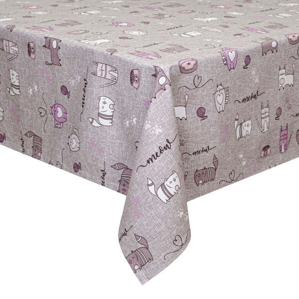 Скатерть Кот на кухне 150x150 см серо-сиреневый Homeline 