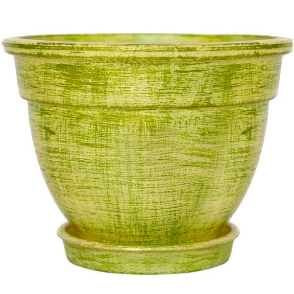 Горшок цветочный Надинкерамикс рельефный 0.6 л салатовый
