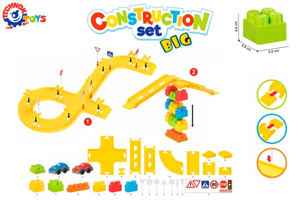 Конструктор ТехноК с машинками, дорогами и знаками 8331