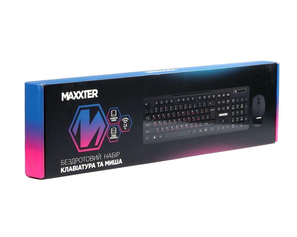 Комплект клавіатура та миша Maxxter (KMS-WCM-02B-UA) бездротовий black