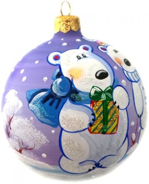 Шар стеклянный Зверьки 1 d100 К-410-100 фиолетовый