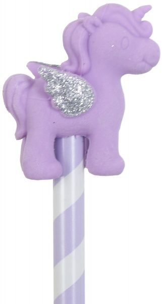 Олівець чорнографітний із гумкою Єдиноріг з крилами фіолетовий