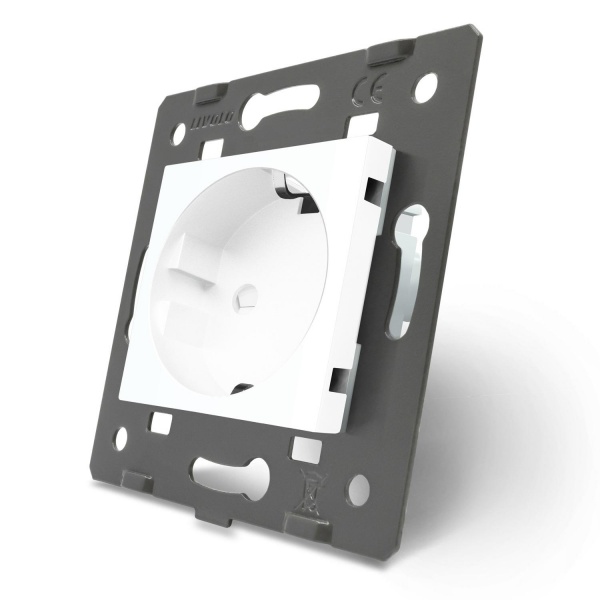 Механизм розетки с заземлением Livolo C7 IP20 белый VL-C7-C1EU-11