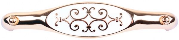 Мебельная ручка D 15134.128 44482 128 мм золото полированное/белая эмаль Bosetti Marella