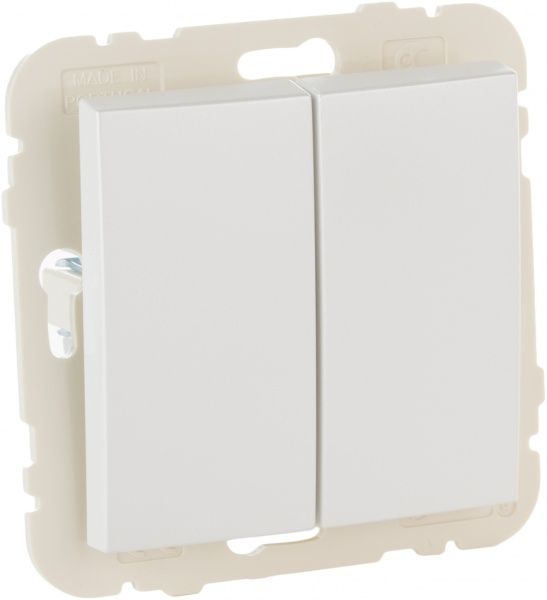 Вимикач двоклавішний Efapel Logus без підсвітки 10 А 250В IP20 білий 21061 TGE