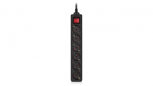 Фильтр-удлинитель Real-el RS-6 Protect M с заземлением 6 гн. черный 5 м 